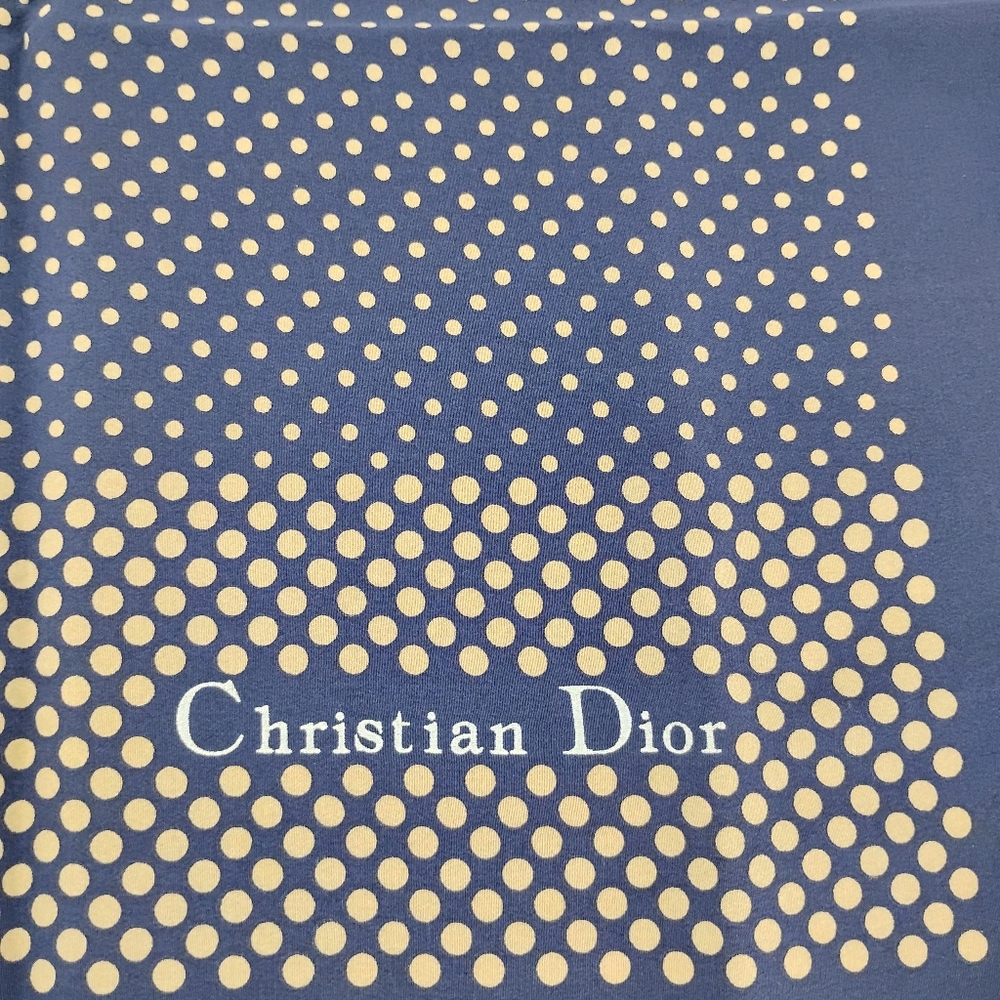 CHRISTIAN DIOR Blue and Cream Authentic Scarf - Picture 3 of 8